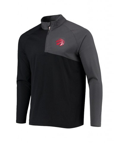 Men's Black, Charcoal Toronto Raptors Pinnacle Streak Raglan Quarter-Zip Jacket $32.34 Sweatshirt