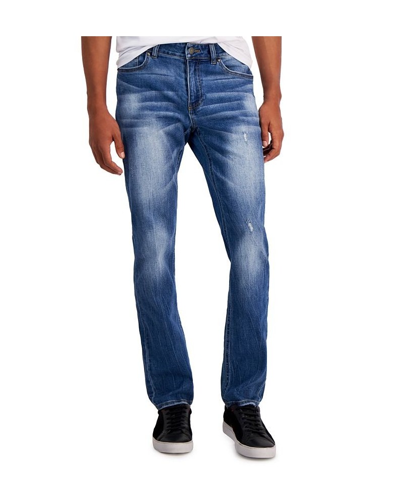 Men's Rebel Slim-Straight Fit Destroyed Jeans Blue $50.14 Jeans