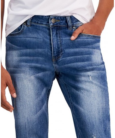 Men's Rebel Slim-Straight Fit Destroyed Jeans Blue $50.14 Jeans