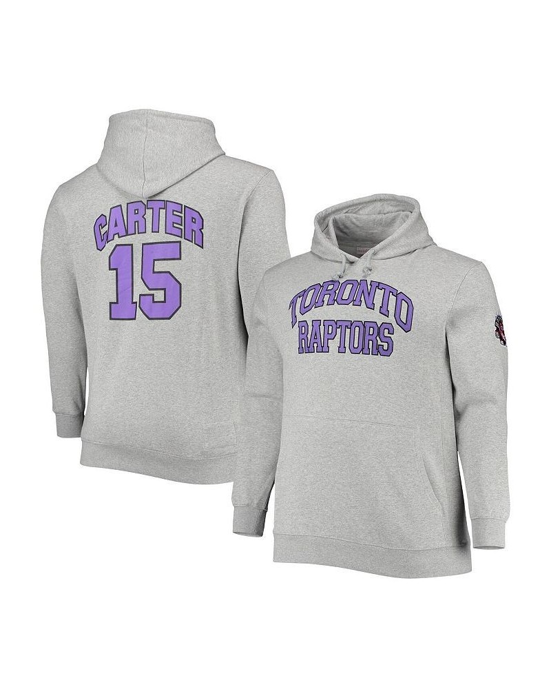 Men's Vince Carter Heathered Gray Toronto Raptors Big and Tall Name and Number Pullover Hoodie $42.80 Sweatshirt