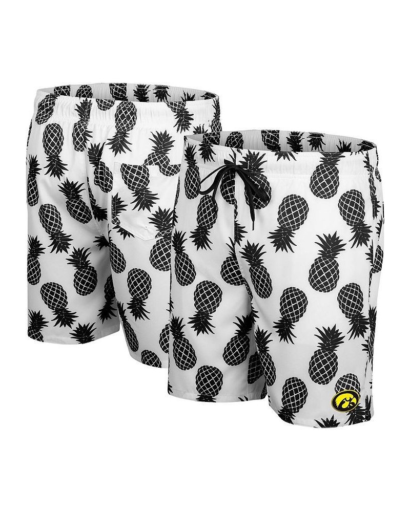 Men's White Iowa Hawkeyes Pineapples Swim Shorts $31.85 Swimsuits