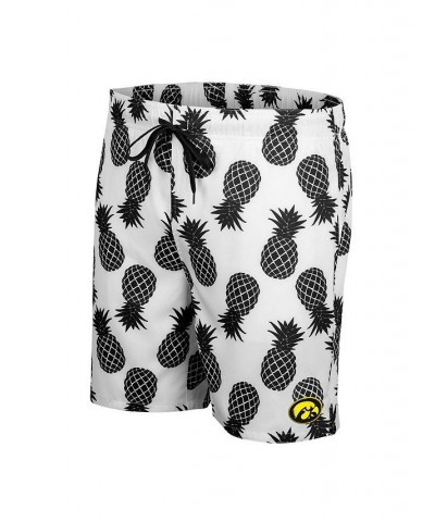 Men's White Iowa Hawkeyes Pineapples Swim Shorts $31.85 Swimsuits