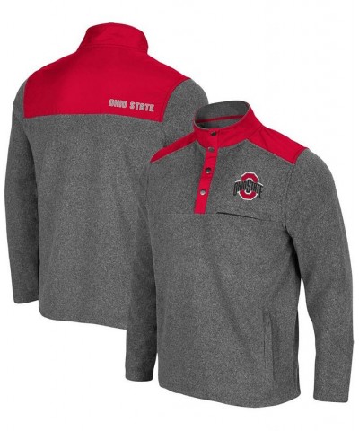 Men's Heather Charcoal, Scarlet Ohio State Buckeyes Huff Snap Pullover $23.78 Sweatshirt