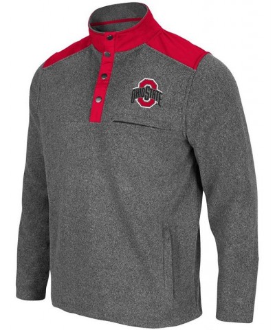 Men's Heather Charcoal, Scarlet Ohio State Buckeyes Huff Snap Pullover $23.78 Sweatshirt