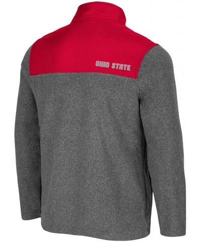 Men's Heather Charcoal, Scarlet Ohio State Buckeyes Huff Snap Pullover $23.78 Sweatshirt