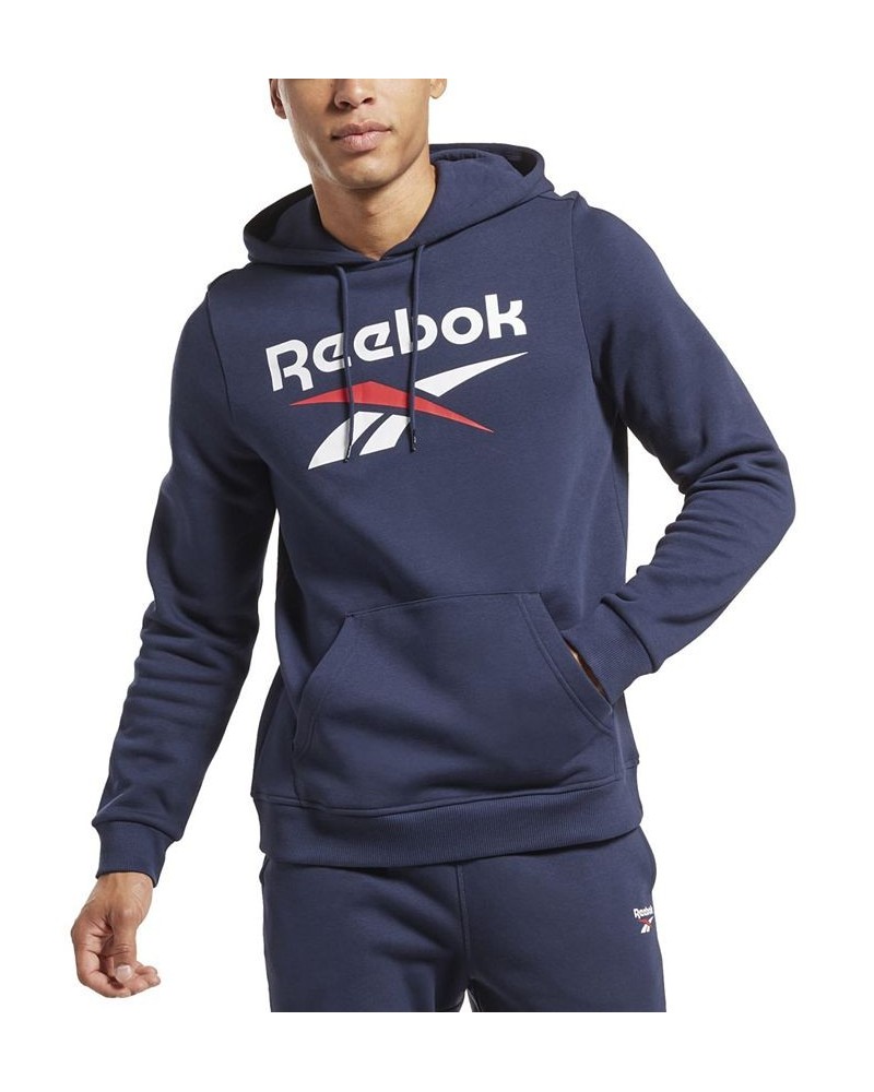 Men's Identity Classic-Fit Stacked Logo-Print Fleece Hoodie Navy / White / Red $23.99 Sweatshirt