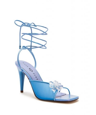 Women's The Vivvian Flower Lace-up Sandals Blue $59.34 Shoes