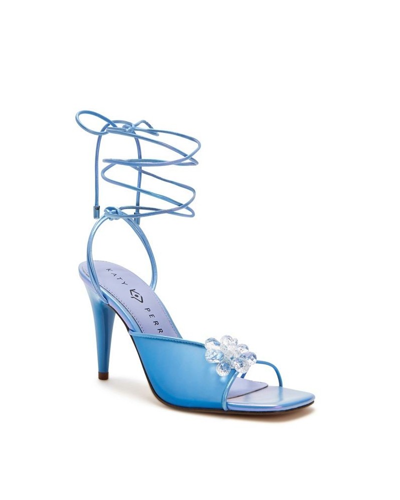 Women's The Vivvian Flower Lace-up Sandals Blue $59.34 Shoes