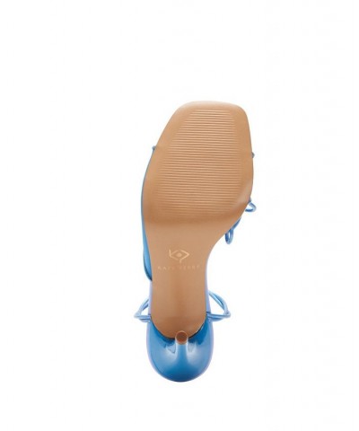 Women's The Vivvian Flower Lace-up Sandals Blue $59.34 Shoes