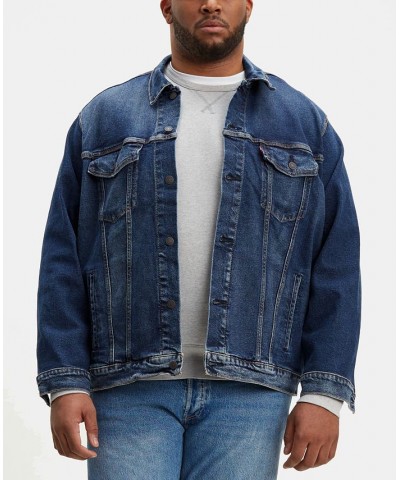 Men's Big & Tall Stretch Denim Trucker Jacket Blue $39.60 Jackets