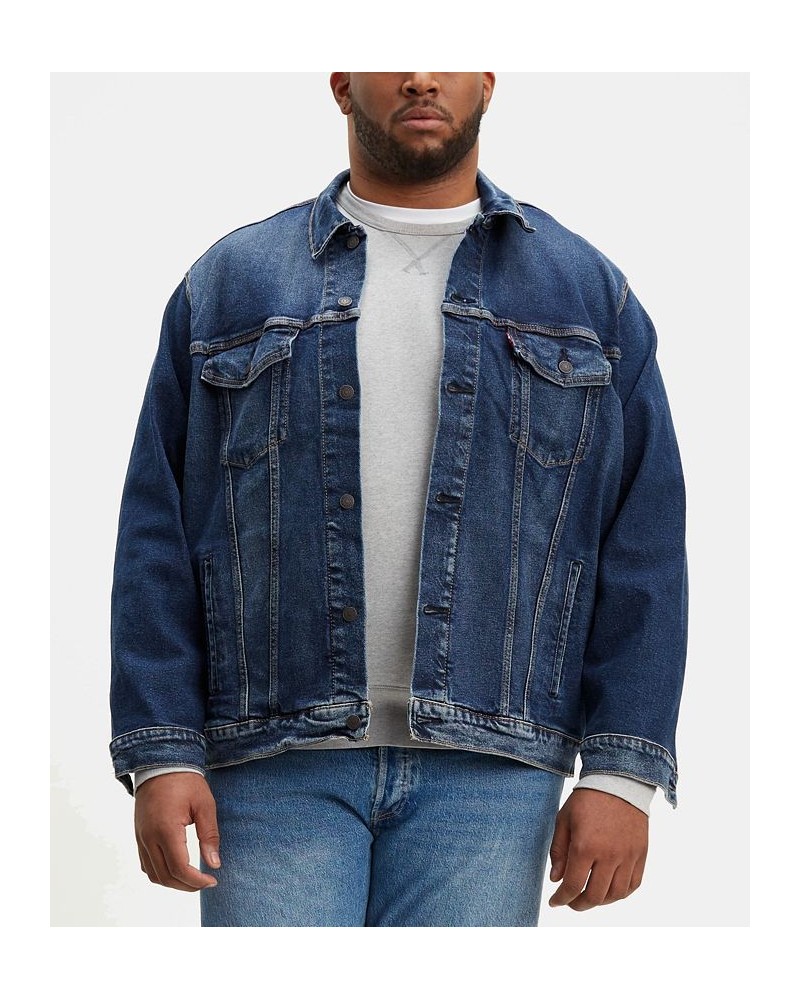 Men's Big & Tall Stretch Denim Trucker Jacket Blue $39.60 Jackets