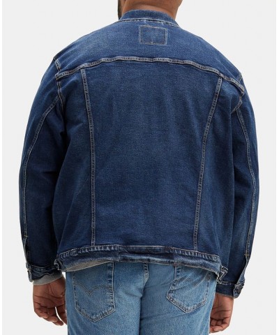 Men's Big & Tall Stretch Denim Trucker Jacket Blue $39.60 Jackets