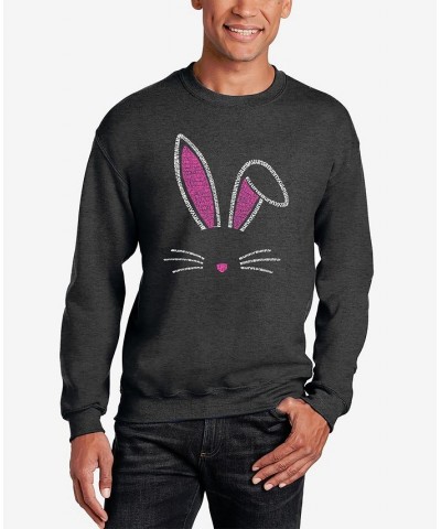 Men's Word Art Crewneck Bunny Ears Sweatshirt Gray $21.00 Sweatshirt