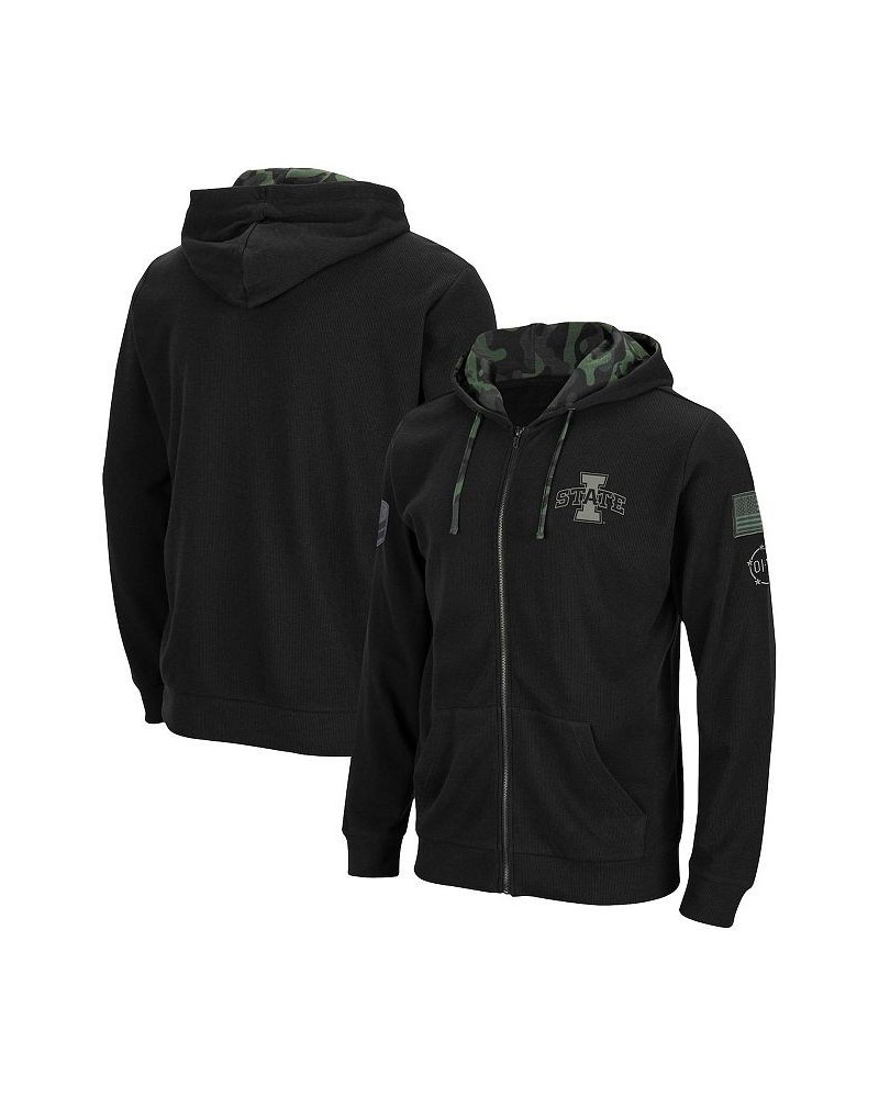 Men's Black Iowa State Cyclones OHT Military-Inspired Appreciation Logo Waffle Full-Zip Hoodie $30.24 Sweatshirt