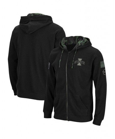 Men's Black Iowa State Cyclones OHT Military-Inspired Appreciation Logo Waffle Full-Zip Hoodie $30.24 Sweatshirt