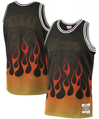 Men's Shaquille O'Neal Black Los Angeles Lakers 1996-97 Hardwood Classics Flames Swingman Jersey $50.02 Jersey