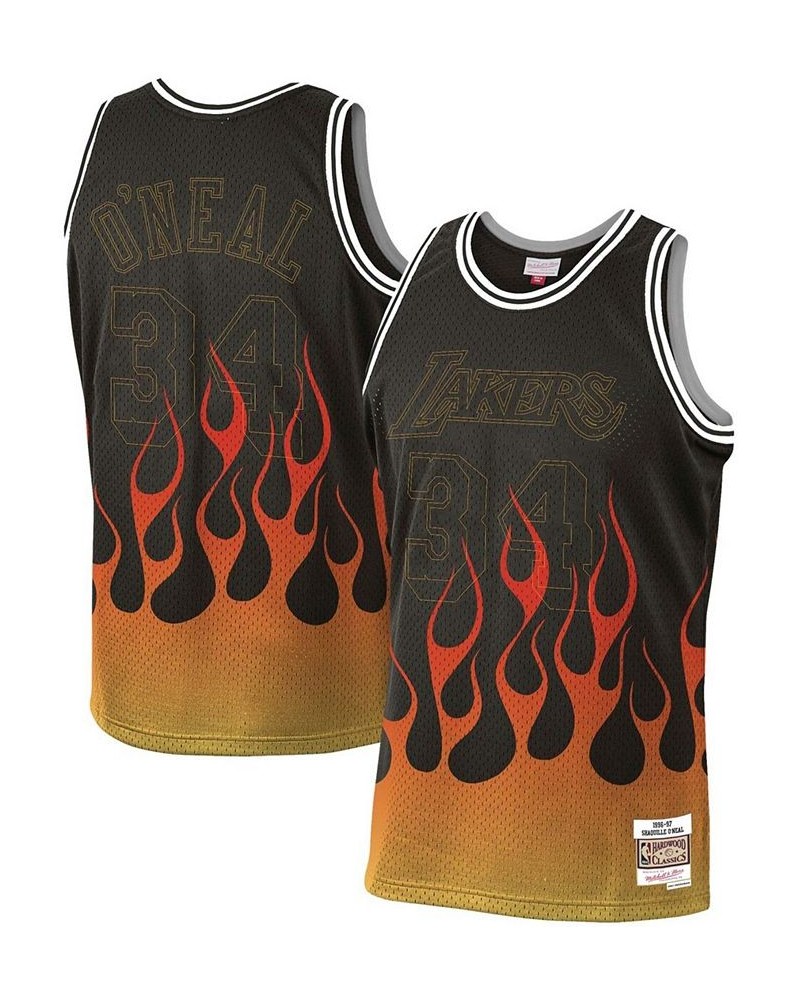 Men's Shaquille O'Neal Black Los Angeles Lakers 1996-97 Hardwood Classics Flames Swingman Jersey $50.02 Jersey