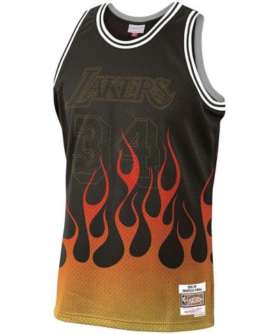 Men's Shaquille O'Neal Black Los Angeles Lakers 1996-97 Hardwood Classics Flames Swingman Jersey $50.02 Jersey