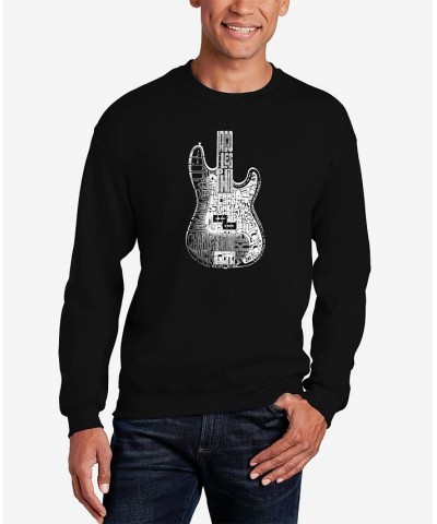 Men's Word Art Bass Guitar Crewneck Sweatshirt Black $24.50 Sweatshirt