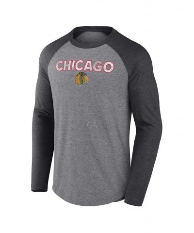 Men's Branded Heather Gray, Black Chicago Blackhawks Special Edition 2.0 Long Sleeve Raglan T-shirt $25.85 T-Shirts