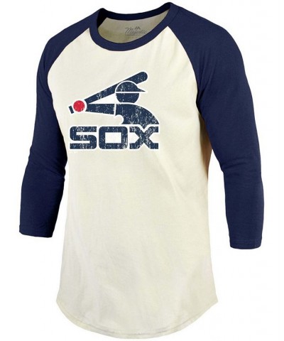 Men's Cream, Navy Chicago White Sox Cooperstown Collection Raglan 3/4 Sleeve T-shirt $29.57 T-Shirts