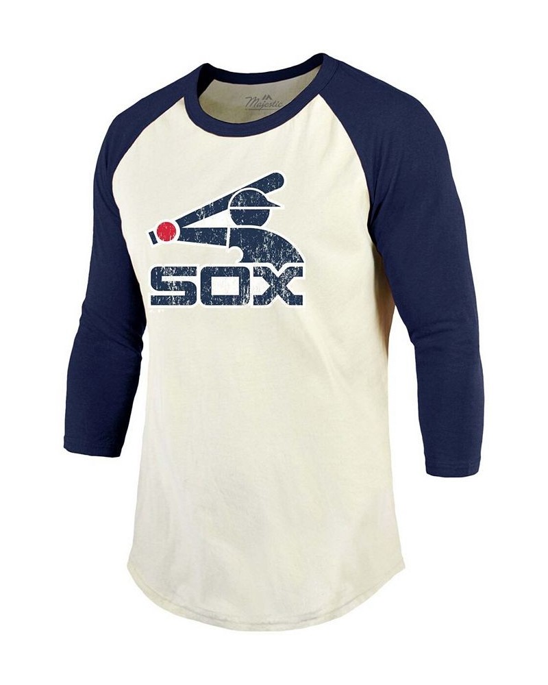 Men's Cream, Navy Chicago White Sox Cooperstown Collection Raglan 3/4 Sleeve T-shirt $29.57 T-Shirts