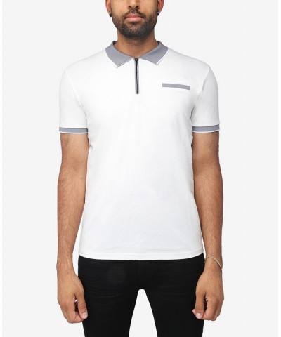 Men's Comfort Zip-Neck Tipped Polo Shirt White, Black $22.00 Polo Shirts