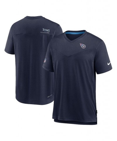 Men's Navy Tennessee Titans Sideline Coach Chevron Lock Up Logo V-neck Performance T-shirt $21.42 T-Shirts