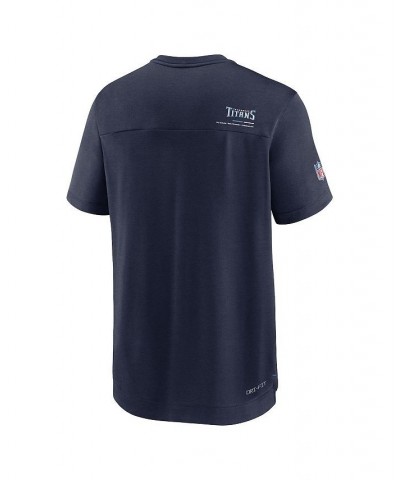 Men's Navy Tennessee Titans Sideline Coach Chevron Lock Up Logo V-neck Performance T-shirt $21.42 T-Shirts