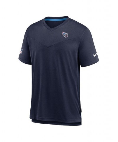 Men's Navy Tennessee Titans Sideline Coach Chevron Lock Up Logo V-neck Performance T-shirt $21.42 T-Shirts