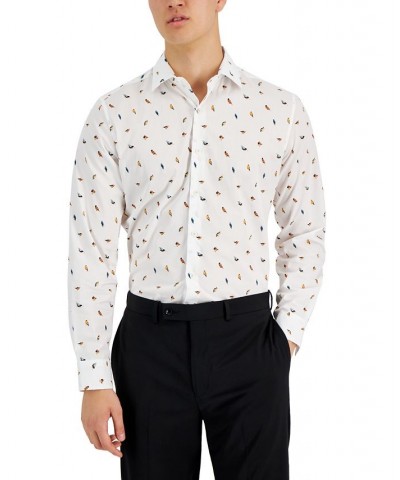 Men's Slim-Fit Forest Bird Printed Dress Shirt White $15.01 Dress Shirts