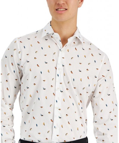 Men's Slim-Fit Forest Bird Printed Dress Shirt White $15.01 Dress Shirts