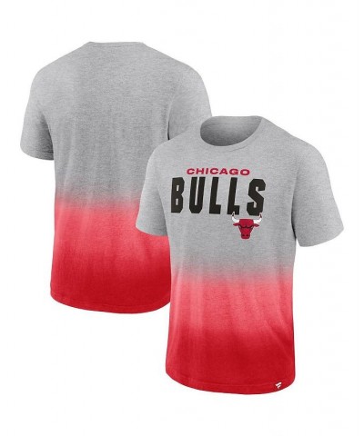 Men's Branded Heathered Gray and Red Chicago Bulls Board Crasher Dip-Dye T-shirt $19.80 T-Shirts