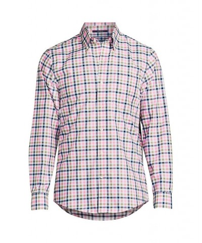 Men's Traditional Fit No Iron Twill Shirt Pink $39.18 Dress Shirts