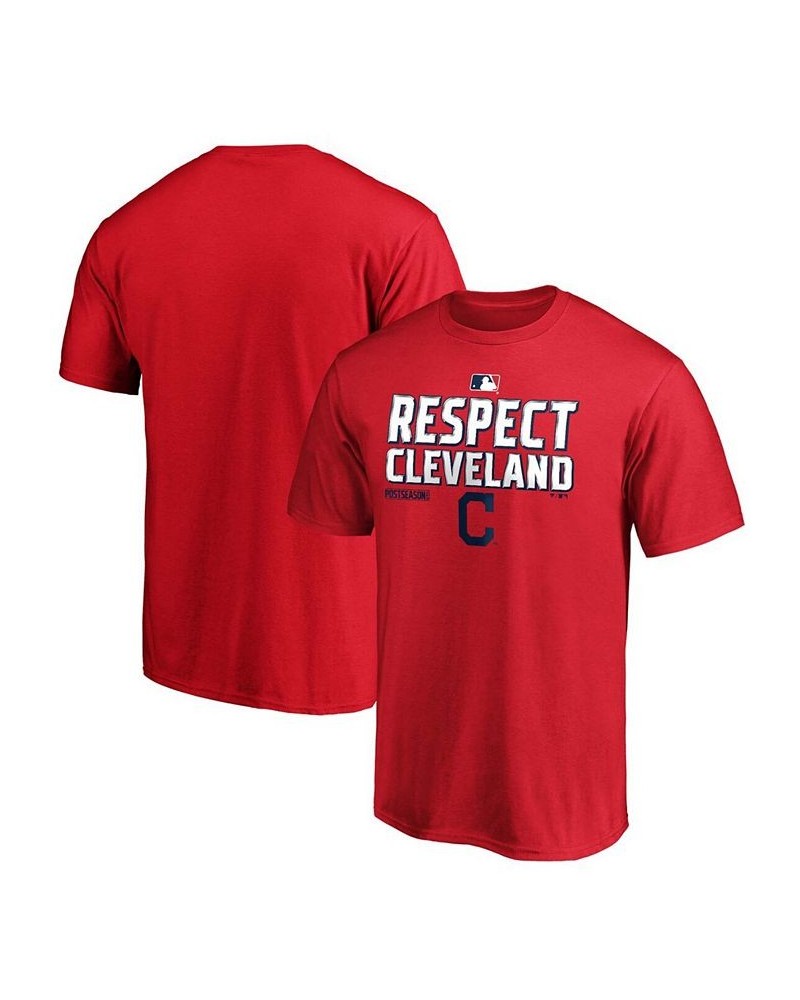 Men's Red Cleveland Indians 2020 Postseason Locker Room T-shirt $17.28 T-Shirts