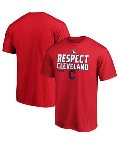 Men's Red Cleveland Indians 2020 Postseason Locker Room T-shirt $17.28 T-Shirts