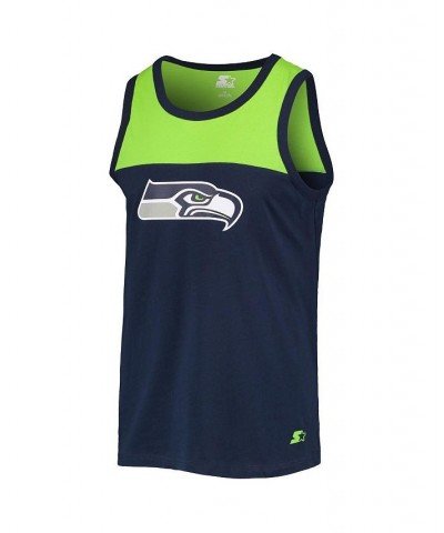 Men's College Navy, Neon Green Seattle Seahawks Team Touchdown Fashion Tank Top $26.49 T-Shirts