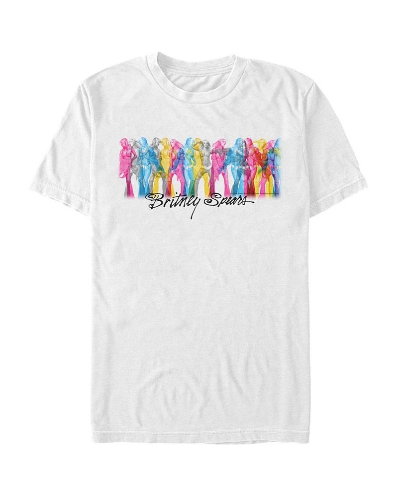 Britney Spears Men's Rainbow Dancer Short Sleeve T-Shirt White $14.70 T-Shirts