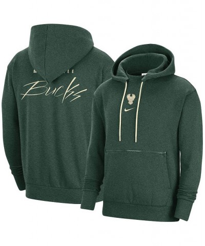 Men's Heather Hunter Green Milwaukee Bucks Courtside Versus Flight Pullover Hoodie $39.90 Sweatshirt