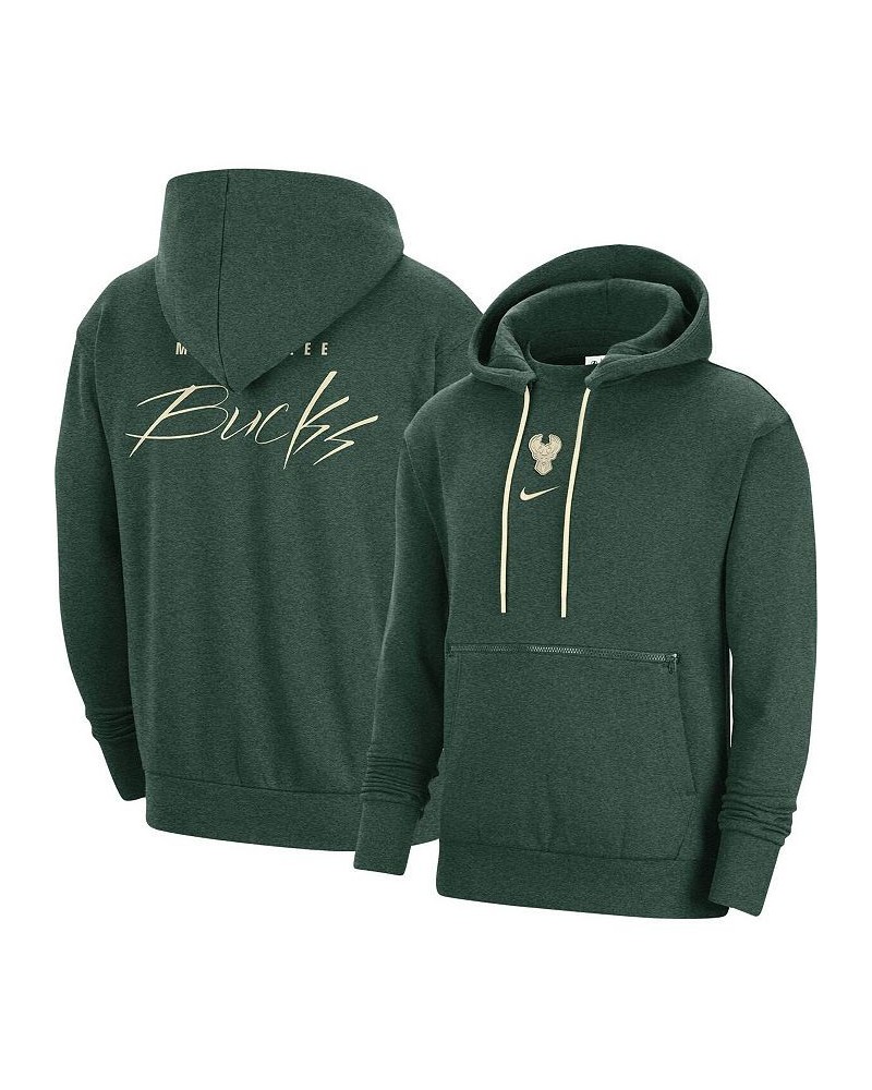 Men's Heather Hunter Green Milwaukee Bucks Courtside Versus Flight Pullover Hoodie $39.90 Sweatshirt