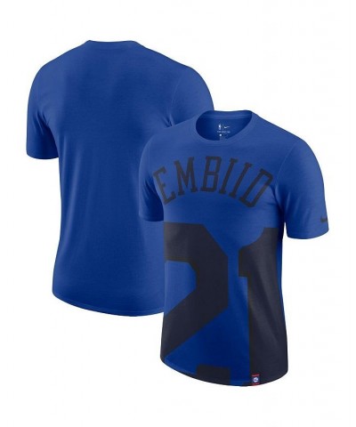 Men's Joel Embiid Royal Philadelphia 76ers Oversized Name and Number T-shirt $25.49 T-Shirts