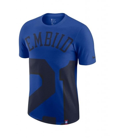 Men's Joel Embiid Royal Philadelphia 76ers Oversized Name and Number T-shirt $25.49 T-Shirts