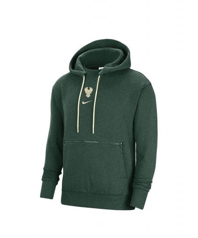 Men's Heather Hunter Green Milwaukee Bucks Courtside Versus Flight Pullover Hoodie $39.90 Sweatshirt