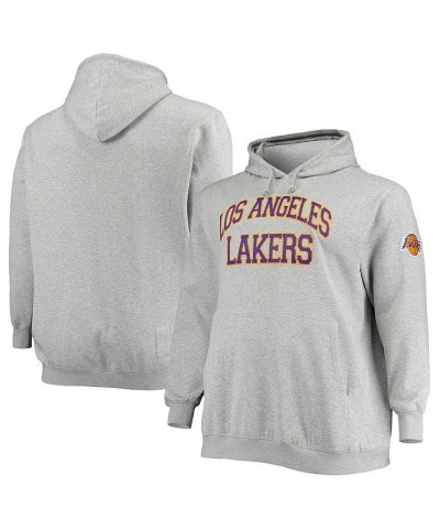 Men's Heather Gray Los Angeles Lakers Hardwood Classics Big and Tall Throwback Pullover Hoodie $37.84 Sweatshirt