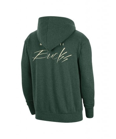 Men's Heather Hunter Green Milwaukee Bucks Courtside Versus Flight Pullover Hoodie $39.90 Sweatshirt