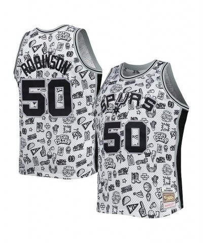 Men's David Robinson White San Antonio Spurs 1998-99 Hardwood Classics Doodle Swingman Player Jersey $66.00 Jersey