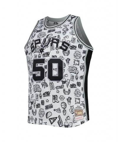 Men's David Robinson White San Antonio Spurs 1998-99 Hardwood Classics Doodle Swingman Player Jersey $66.00 Jersey