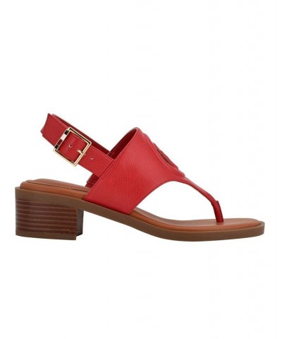 Women's Olaya Low Heeled Sandals Red $47.17 Shoes