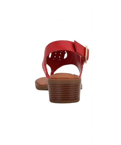 Women's Olaya Low Heeled Sandals Red $47.17 Shoes