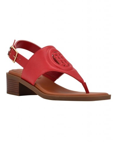 Women's Olaya Low Heeled Sandals Red $47.17 Shoes